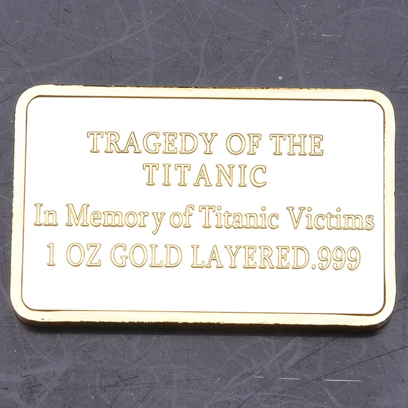 April 15,191 Titanic Gold Plated Bullion Bar In Memory Of Titanic Victims With Ship Pattern For Collecting Gifts