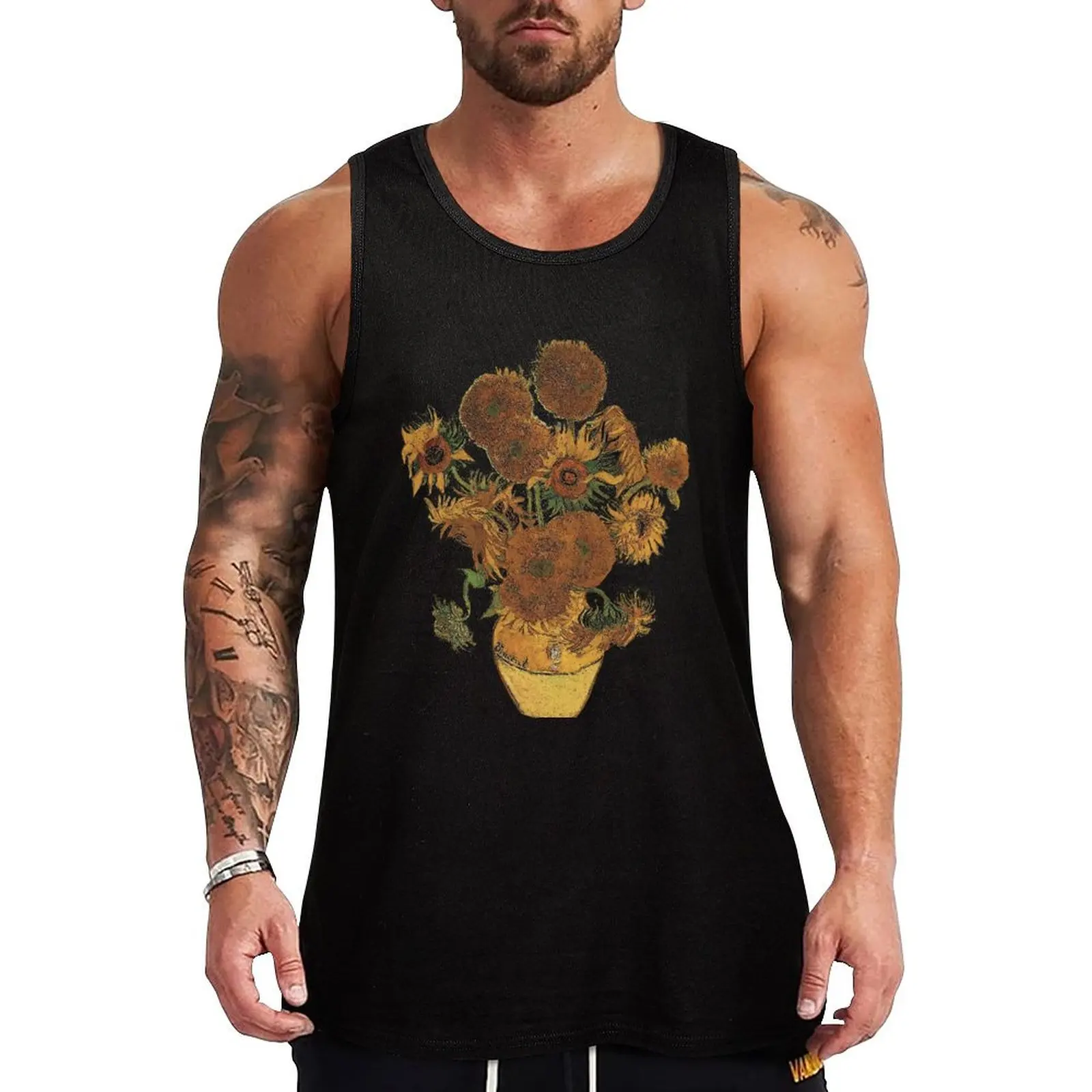 

Van Gogh Sun Flowers Grunge Tank Top Breathable Athletic Tank Top Workout Quick Dry Shirt