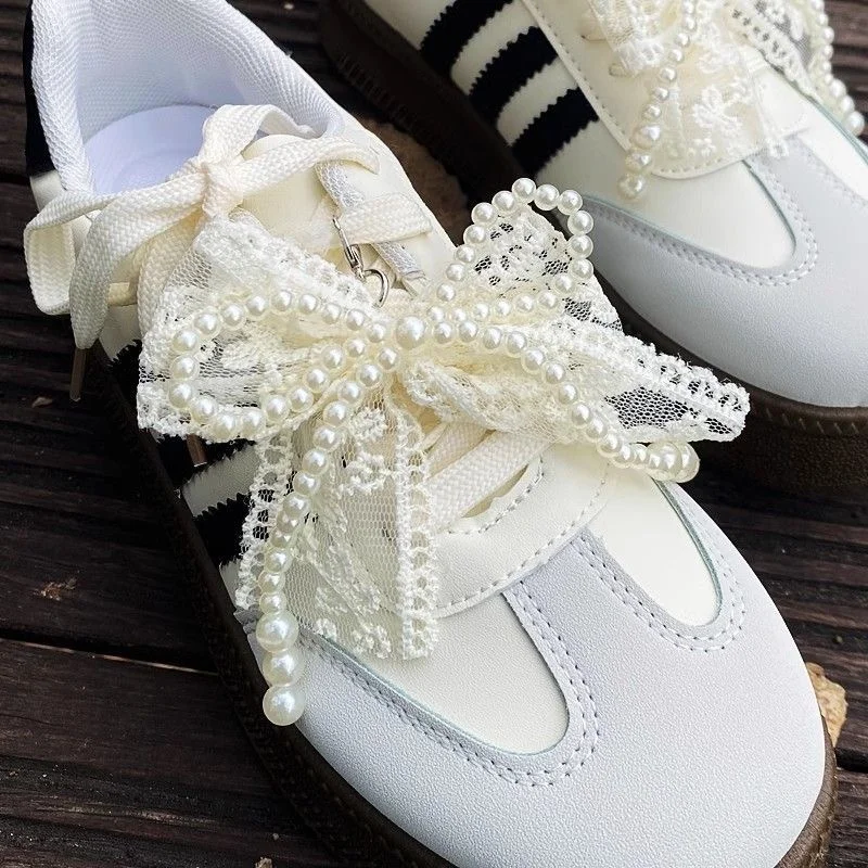 Modische Schuhblumen-Schnallen-Spitzen-Perlen-Schleifen-Schnürsenkel Premium-Charms Accessoires für Sneaker Dekorativ – Detail 3