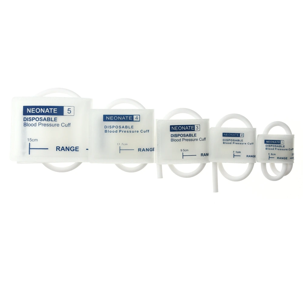 5 Size of Cuff Single Tube Disposable White infant Cuffs Tpu Coat Neonate Blood Pressure Cuff Nibp Cuffs for Neonatal Monitor