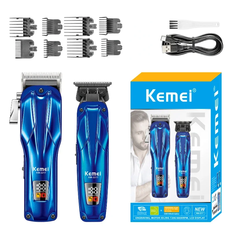 EllMEI km-2217 Affichage LED En Métal Tondeuse À Cheveux 2pcs Usb De Charge Électrique Tondeuse À Cheveux Ensemble