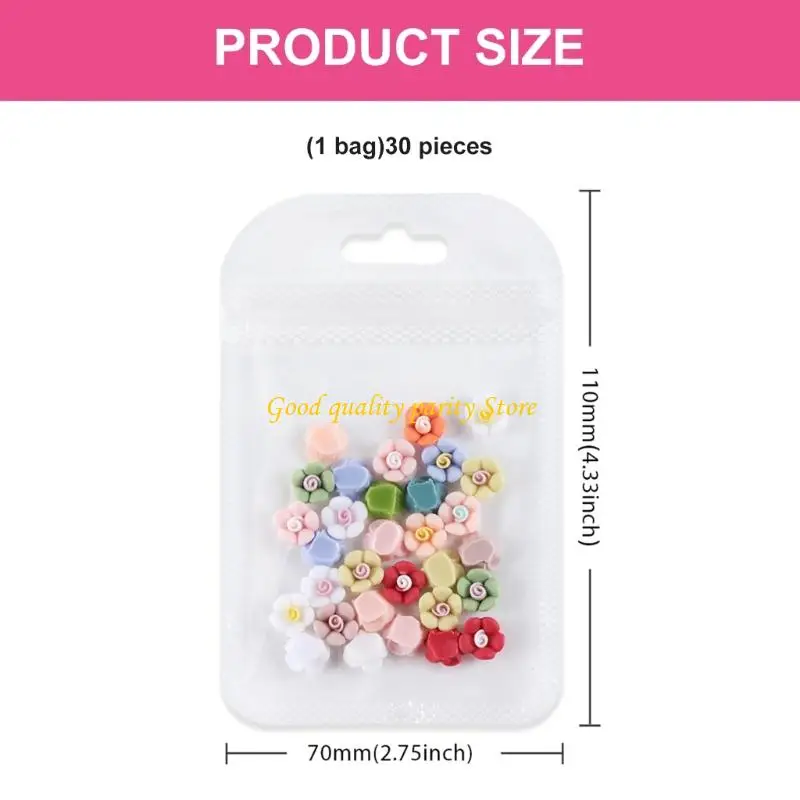 M4ya 30 pcs hoa đầy màu sắc nghệ thuật bùa nhựa hoa móng tay