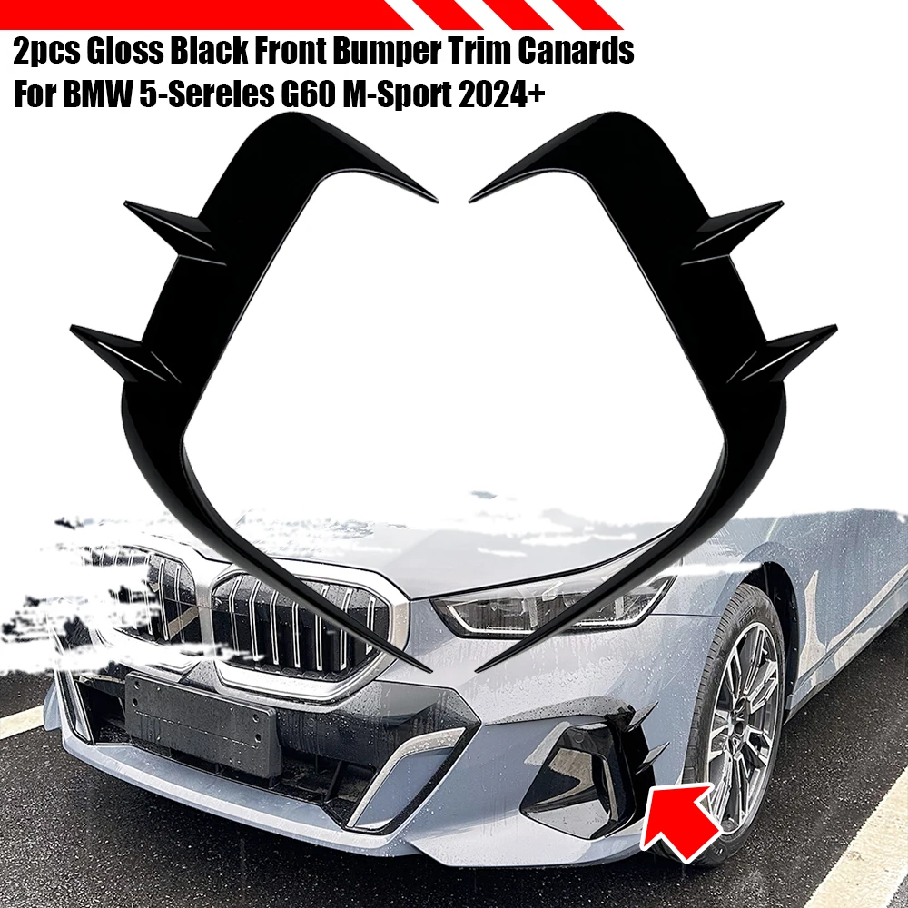 

2pcs Car Front Bumper Side Spoiler Splitter Air Blade For BMW 5-Sereies G60 M-Sport 2024+ Car Accessories