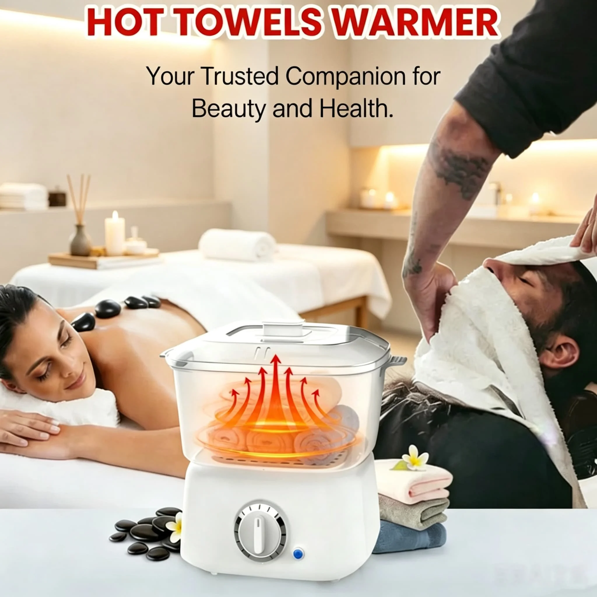 Towel Warmer Steamer Massage Stone Facial Machine Rapid Heating Electric Hot High Capacity Portable Professional Salon Heat
