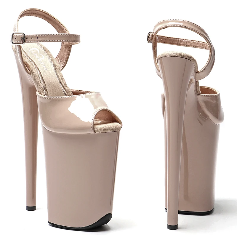 Leecabe 23CM / 9inches Patent  PU Upper  small open toe  fashion  Platform High Heels Sandals stripper heel Pole Dance shoes