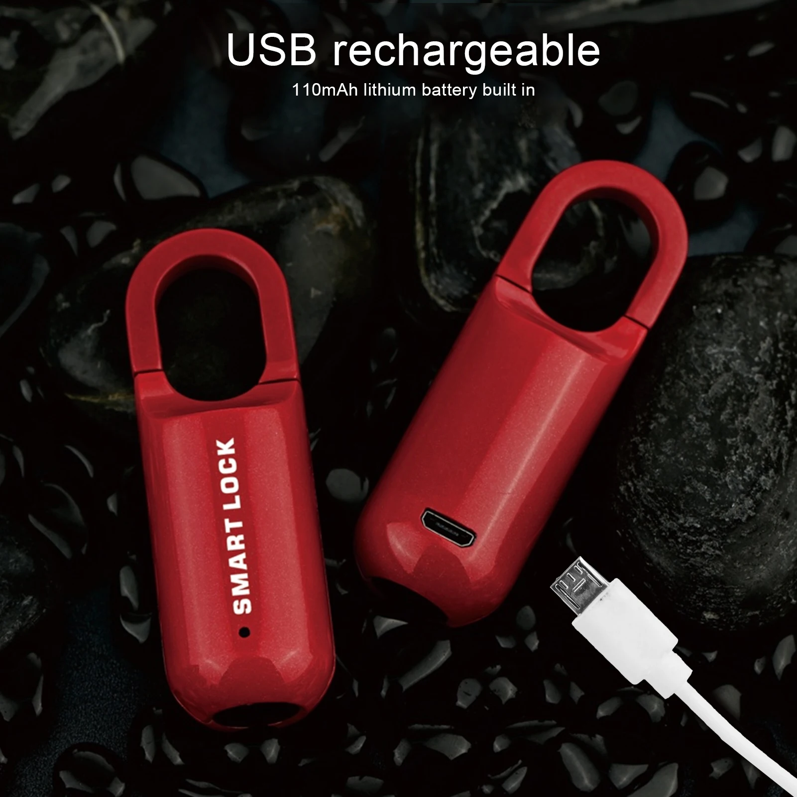 Fingerprint Lock AntiTheft Security USB Rechargeable Thumbprint Padlock for Luggage Case Fingerprint Lock Keyless Security Lock