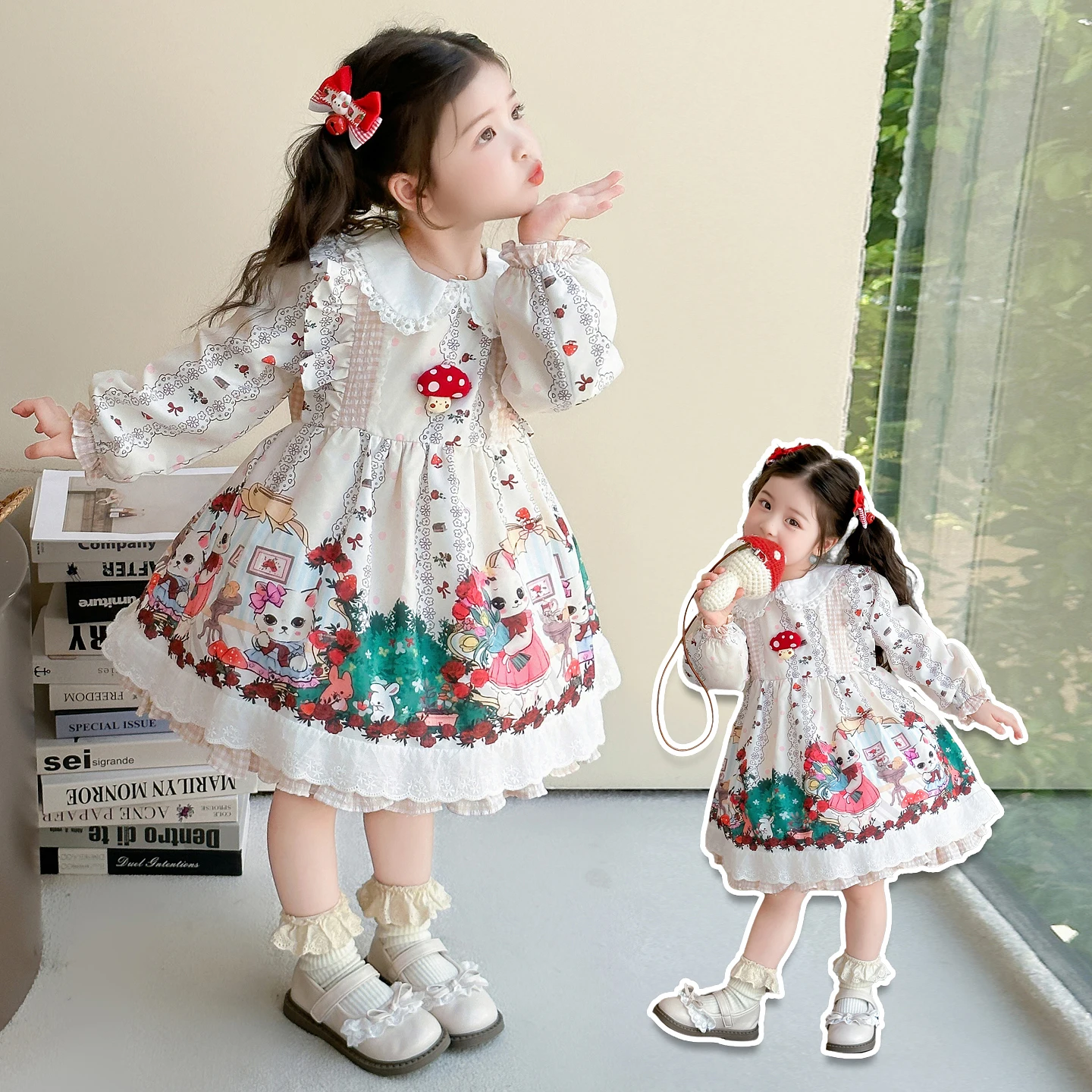 

Baby Girls Stage Performance Dress Kids Birthday Dress Child Party Skirt Princess Lolita Dress Little Girls Dresses Size 2-9Y