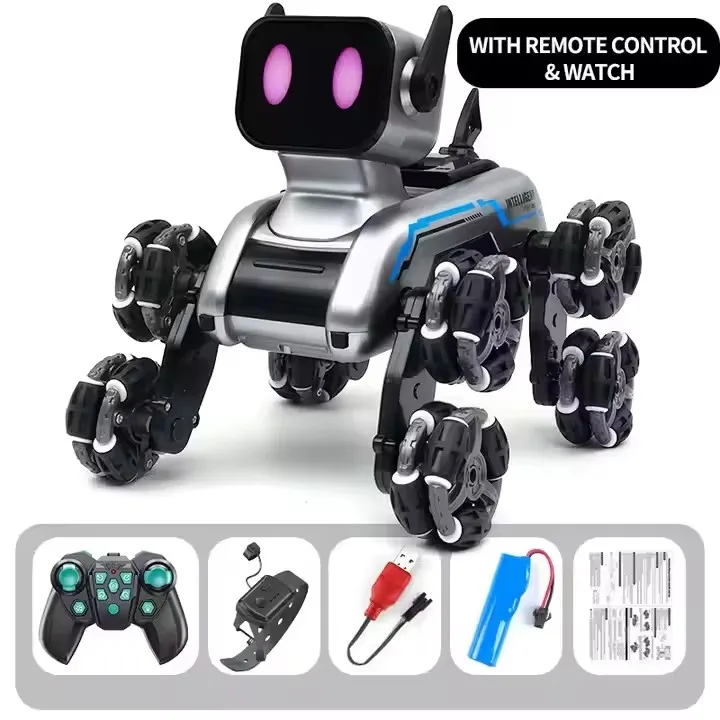

Creative electric mechanical dog toy spray bullet induction deformation 8wheel stunt children's remote control car birthday gift