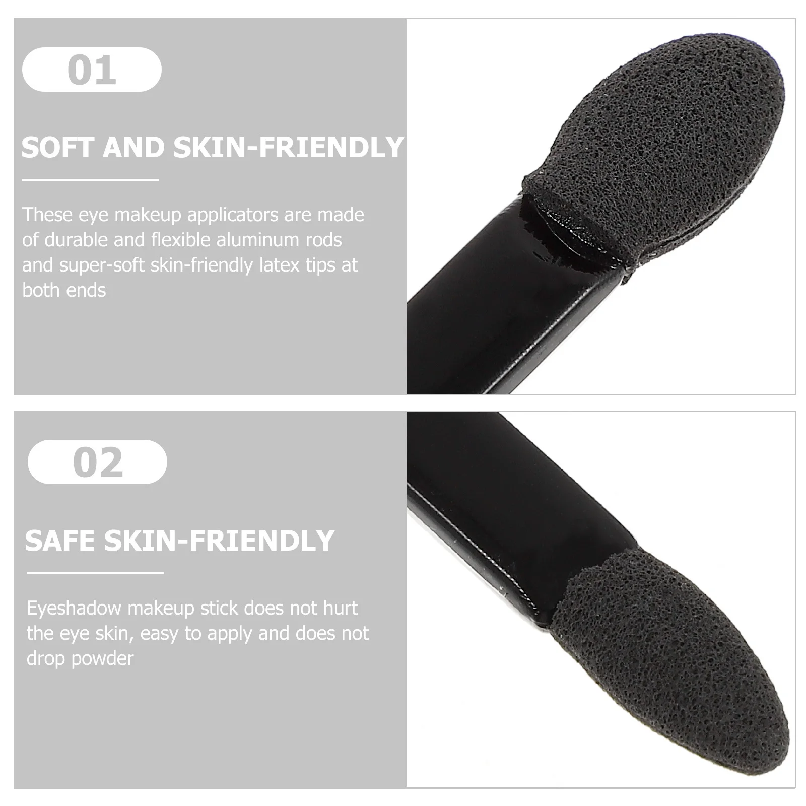 مجموعة فرش ظلال العيون مكونة من 50 قطعة من البلاستيك الإسفنجي المتين وخفيف الوزن للنساء، سهلة الاستخدام في المكياج أثناء السفر باللون الأسود #4