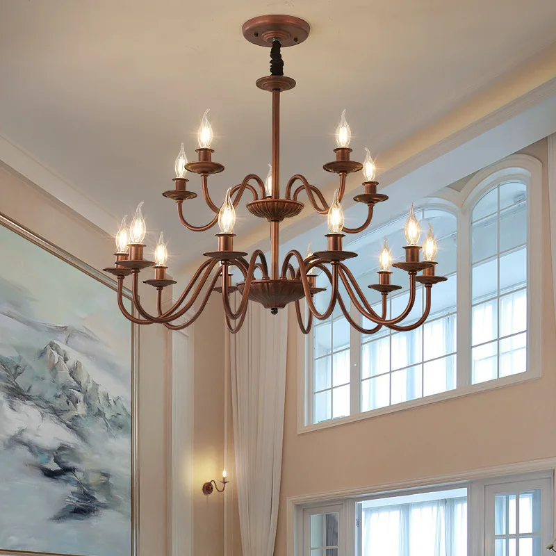 

Country French antique candle lamps retro American chandelier living room atmosphere dining room bedroom lighting