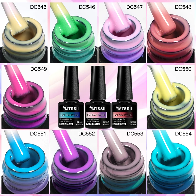 7ml Pink Blue Thermal Gel Nail Polish 3 Layers Temperature Color Changing Gel Semi Permanent Soak Off Nails Art UV Gel Varnish