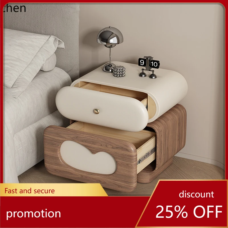 

HT solid wood children's bedside table creamy light luxury high-end bedroom side cabinet