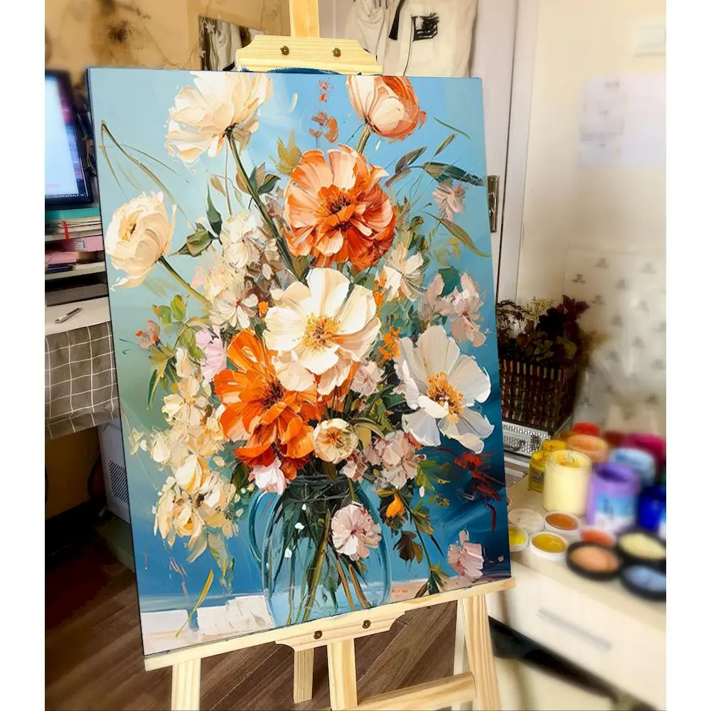 PhotoCustom Paintings By Number Flower Scenery Hand Painted Paintings Gift DIY Pictures By Numbers Kits Drawing On Canvas Decor