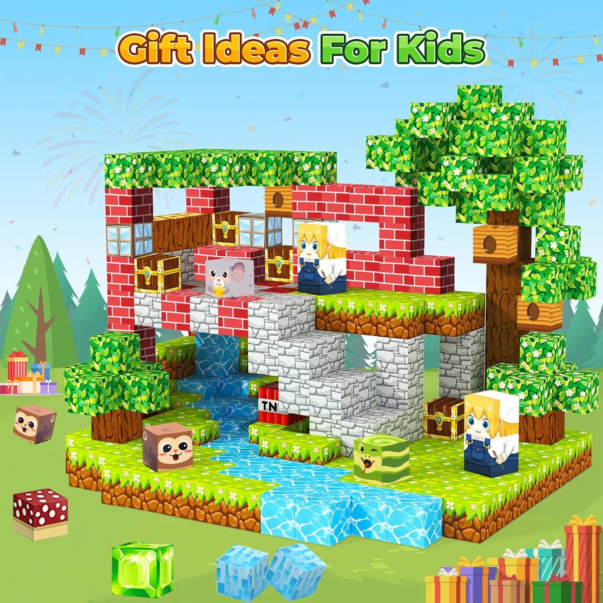 Magnetic Building Blocks Lava Animals For Kids Boys Girls Ages 3+ Magnet Cube Set STEM Montessori Sensory Toy