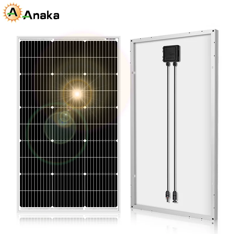 ANAKA 18V 100W Rigid Solar Panel China 18V Monocrystalline Silicon Waterproof Solar Panel Charging 12V #DSP-100M Camping/Home/RV