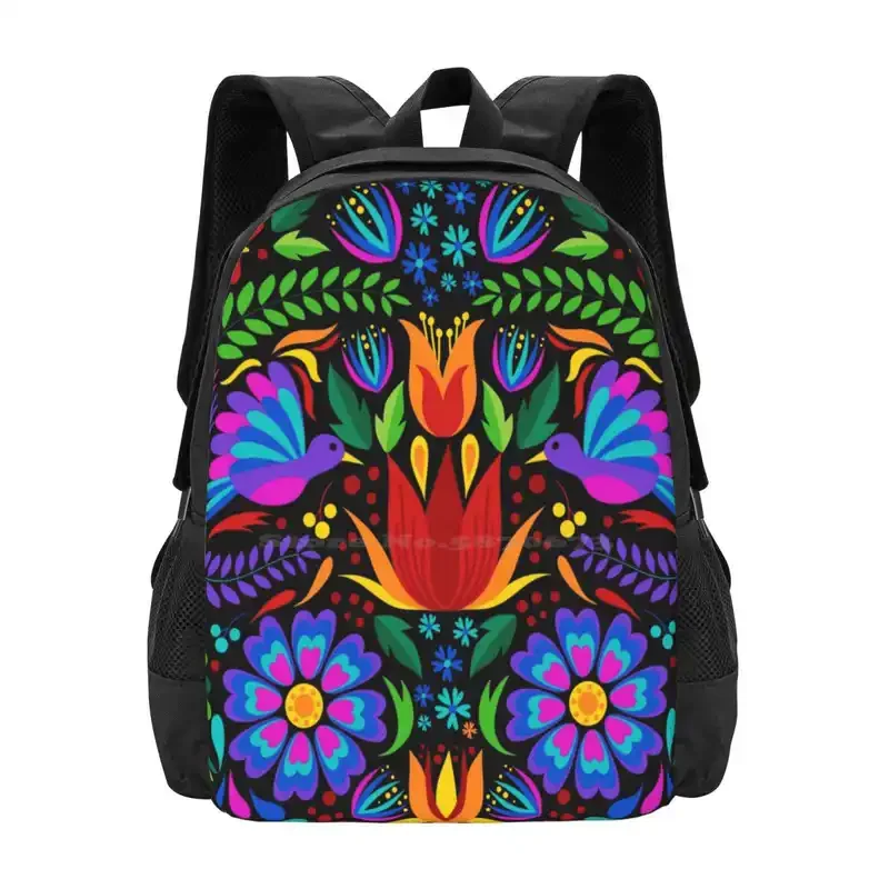 Otomi-mochila con bordado de flores, morral escolar de México, colorido arte mejicano, Otomi, pájaro bonito, gran oferta