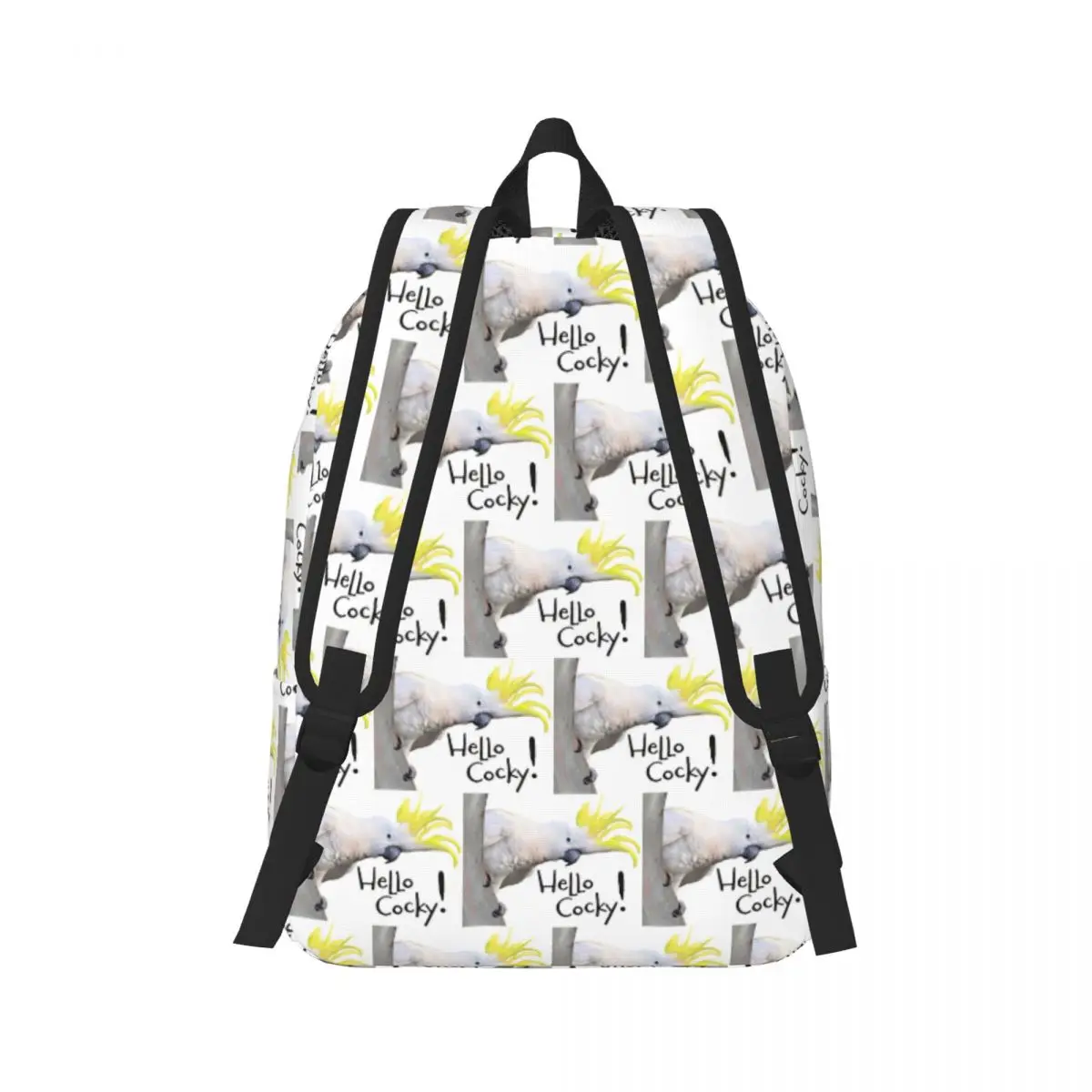 Hello Cocky! (Sulphur-crested Cockatoo) Backpack Daypack Large Capacity Children BookBag School Bag Shoulder Bags for Men Women