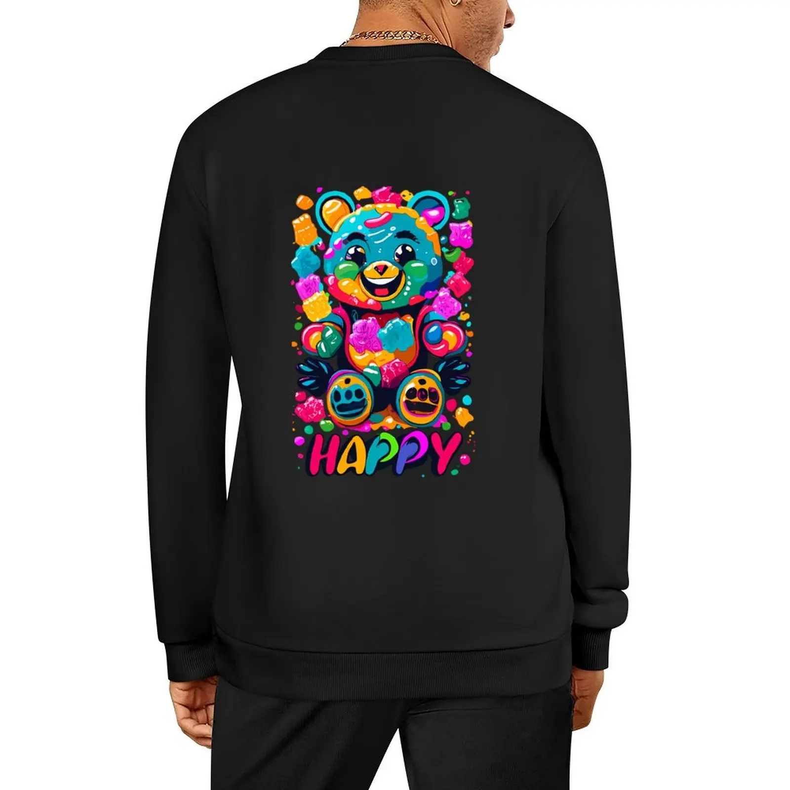 

Gleeful Gummy Bear With A Sugary Grin Pullover anime clothing tracksuit men's coat japanese style hooded sweatshirt for men