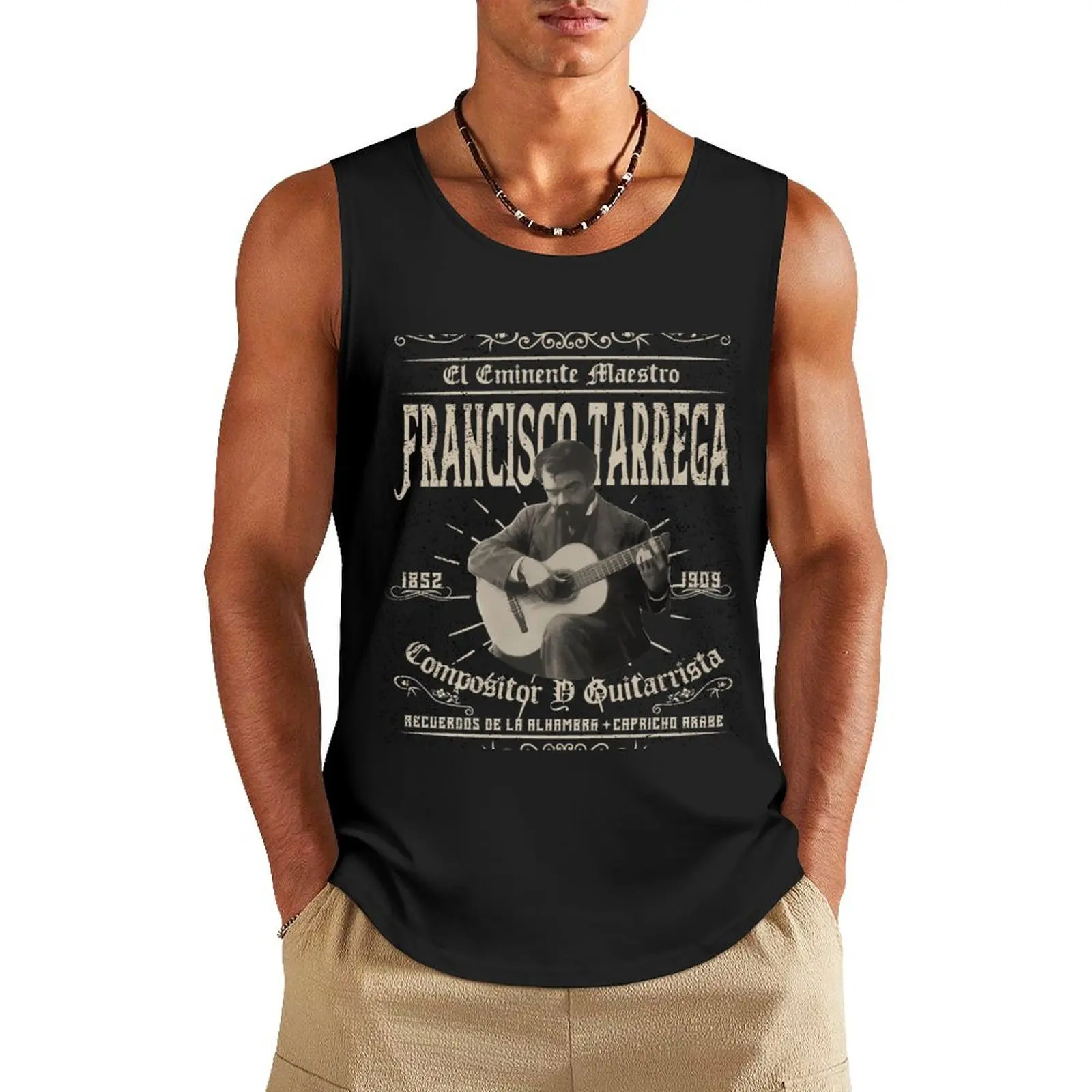 

Francisco Tarrega Composer--Guitarist Tank Top Man sleeveless shirt Gym wear Men gym sportswear gym clothing men
