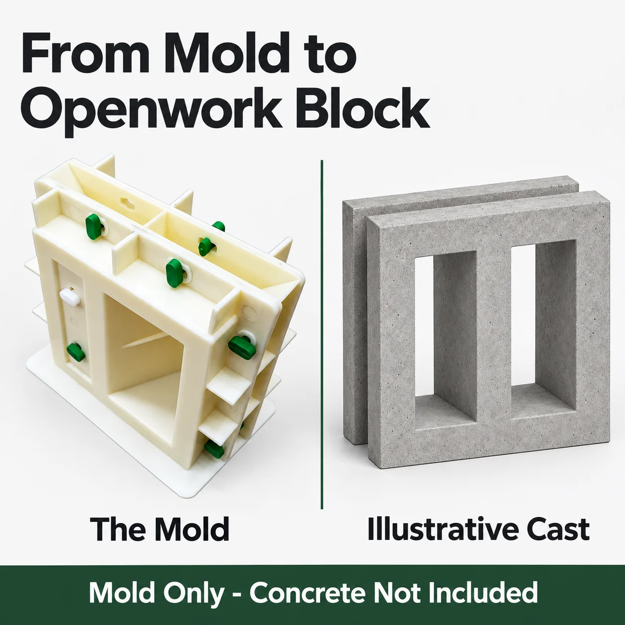 Concrete Molds Decorative Block 20x20x10cm, ABS Plastic Easy Demold Reusable Mold for Garden Wall Courtyard Patio Divider DIY
