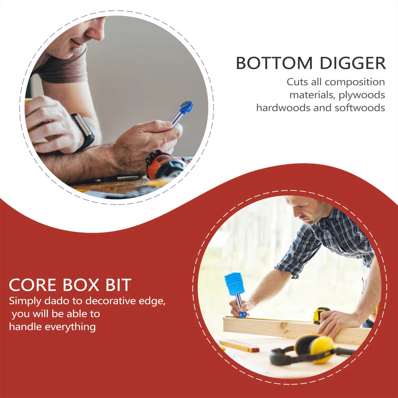 

4pcs Router 1/4 Inch Handle Double Flute Woodworking Cutter For Cnc Machine Anti Kickback High Radius Groove