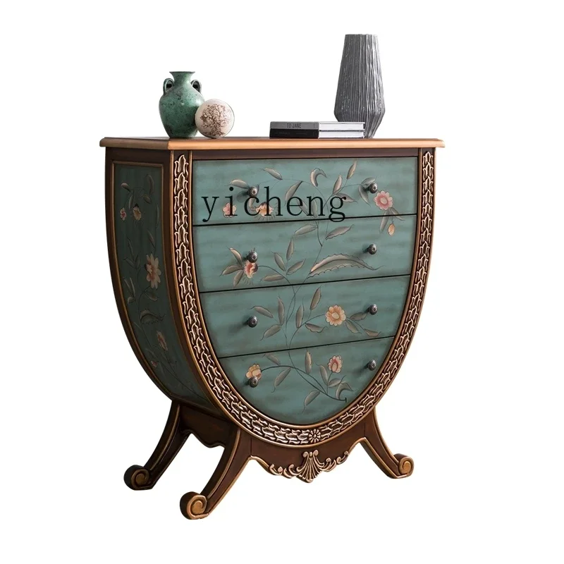 

TQH desk American bucket cabinet painted solid wood decorative cabinet storage corridor cabinet retro furniture