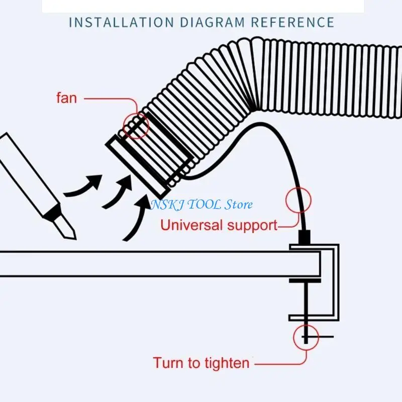 L8RC 12 فولت بالطاقة لحام امتصاص الدخان ESD مستخلصات مروحة الأنابيب قنوات Exhuast مروحة مع 8/4/2 متر الأنابيب للحمام المطبخ