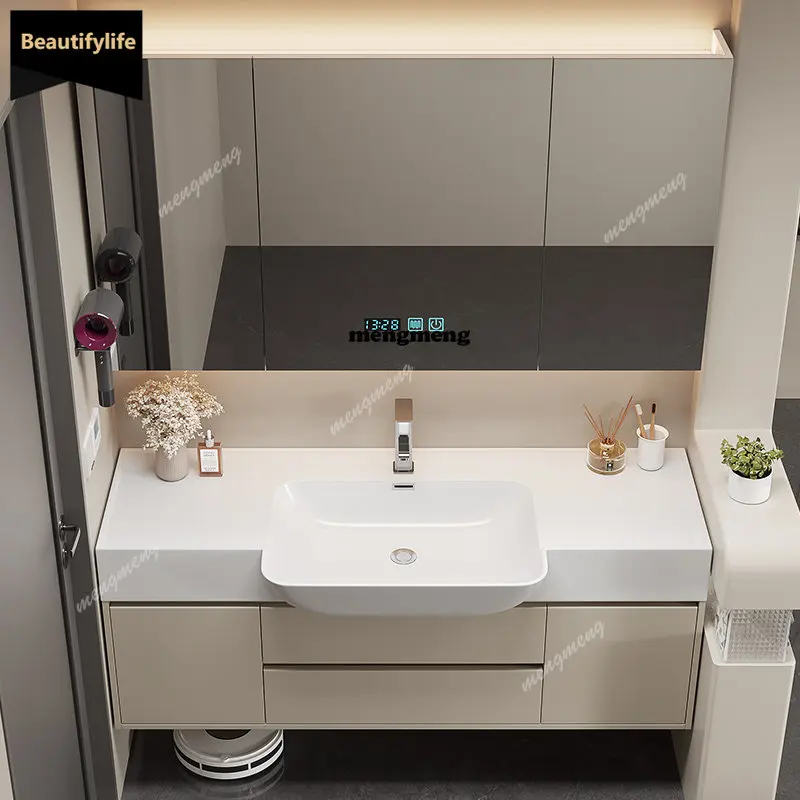 S178 Bathroom Cabinet Combination Modern Simple Skin Sense Integrated Basin Hand Washbasin Cabinet Toilet Washstand Small Apartm