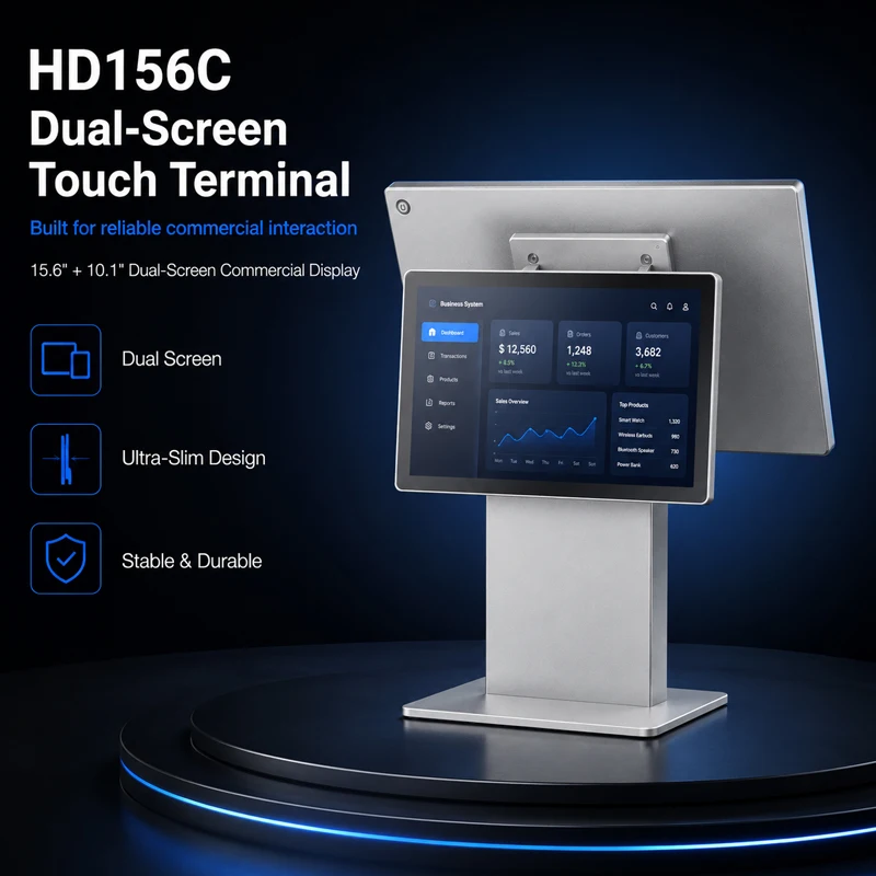 15.6 in Android Panel PC RK3566 Quad Core Fully Enclosed Touch Screen Slim Aluminum Alloy Smart Display for Retail Kiosk