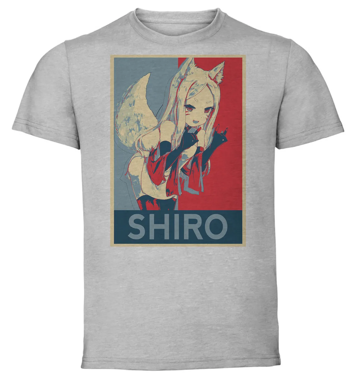 T-Shirt Unisex Grey Propaganda Helpful Fox Senko San Shiro Variant 2