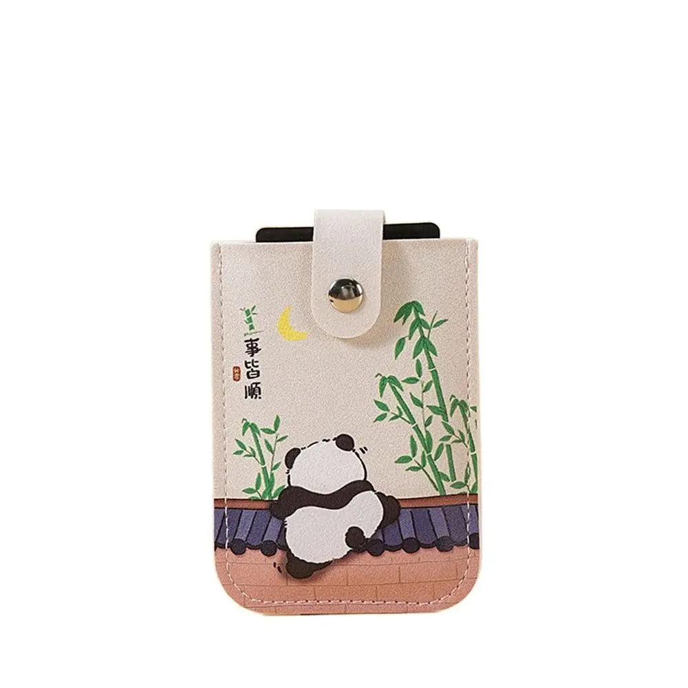 Slim Laminated Concealed Mini Card Wallet Pull-out Type 6 Card Pockets ID Card Holder PU Leather Business Card Case Women