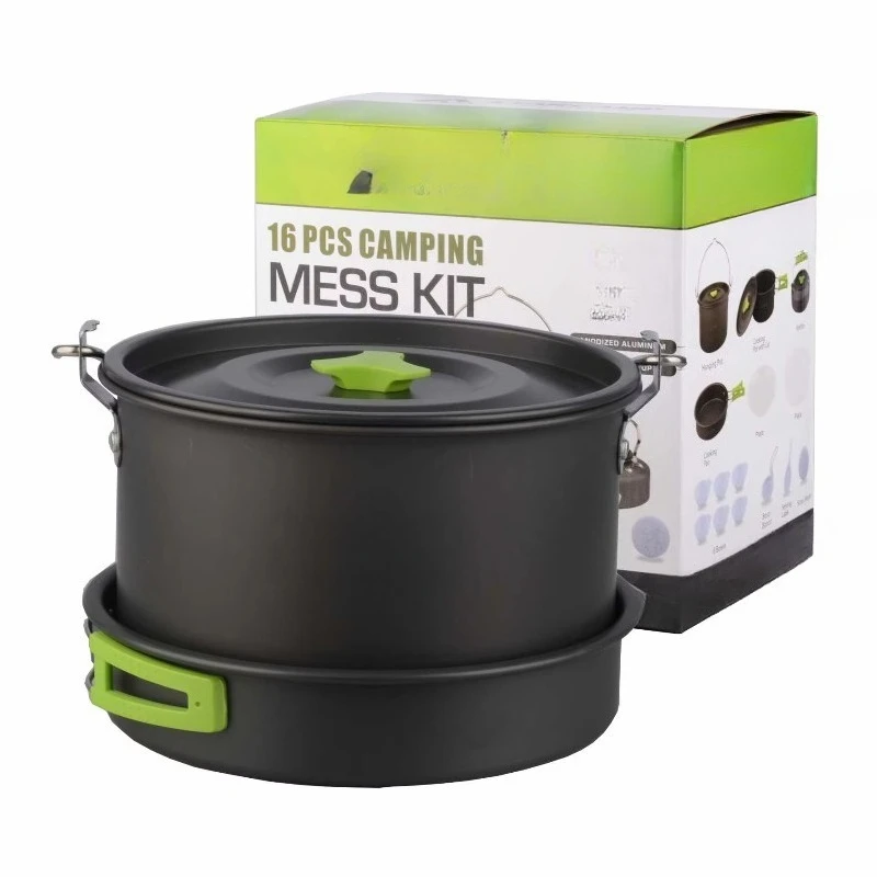 

5-6 Person Aluminum Outdoor Cooker Set Lightweight Anodized Picnic Camping Travel Compatible Induction Cooker