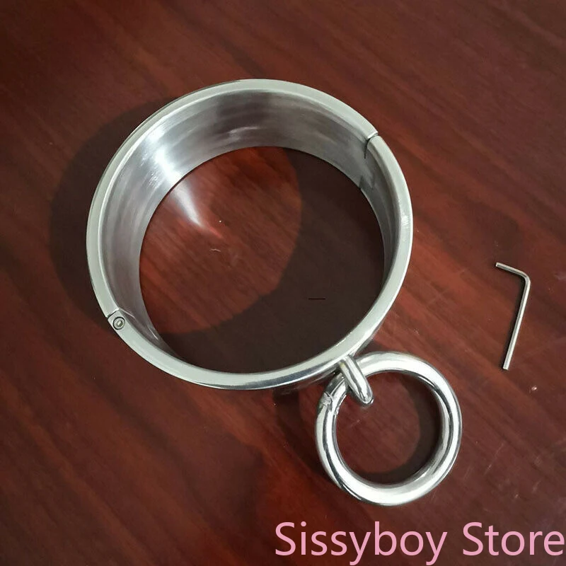 Heavyสแตนเลส6ซม.ความสูงขนาดใหญ่แหวนชายหญิงคอRestraint Collar Cuffsของเล่นBdsmชาย