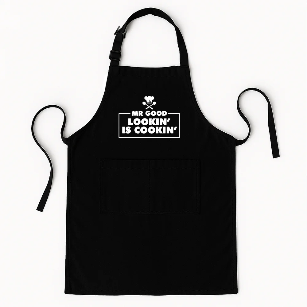 Funny Mr Good Looking Is Cooking Apron Bib Men Women Unisex Kitchen Chef Tablier Cuisine for Cooking Baking Gardening AP-012
