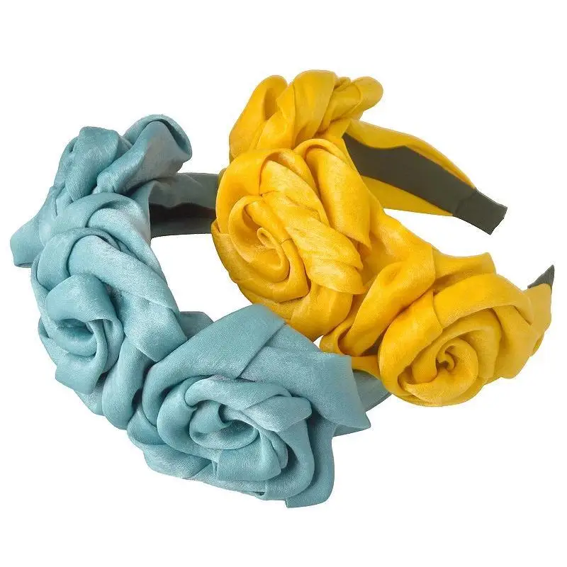 Women Girls  Silk Satin Rose Flower Hairband Headband Adult Hair Accessories Hair Jewley