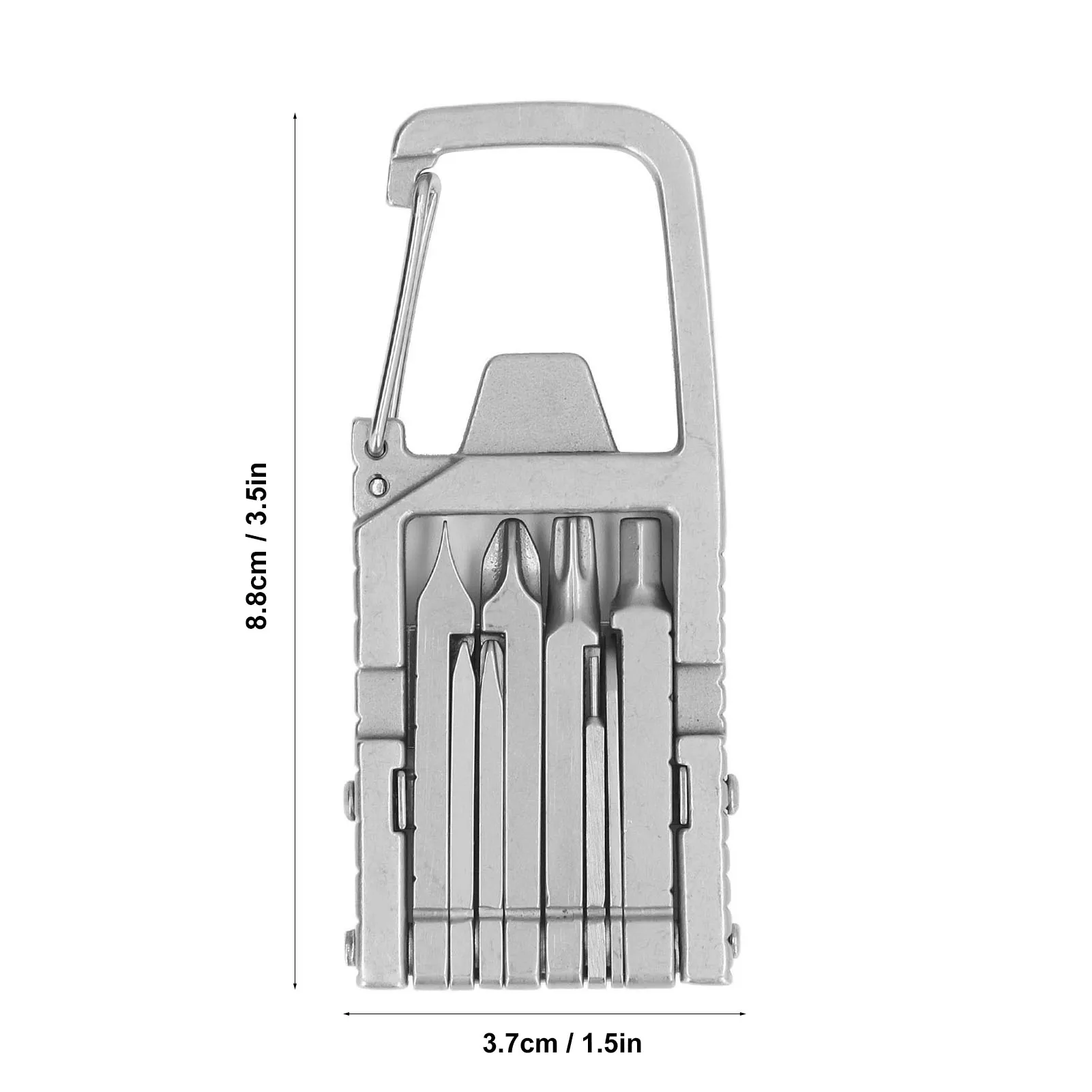 Keychain Multitool 12 in 1 Folding Multi Tool Stainless Steel Outdoor Screwdriver Bit