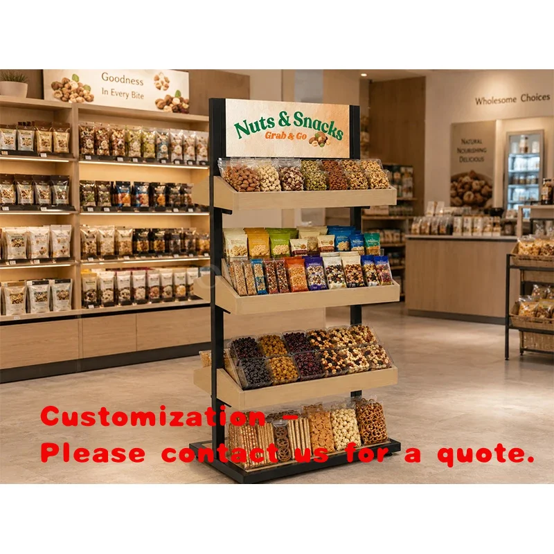 custom.Standing Metal Wooden Fruit Vegetable Display Rack Stand Supermarket