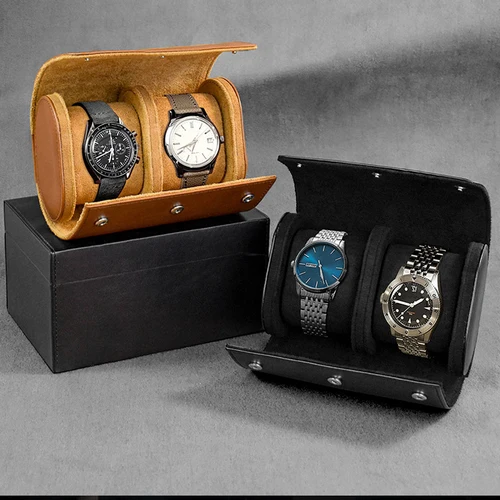 Imagen 2 del producto Estuche de viaje con rollo de reloj, almacenamiento y organizador de 3 relojes, almacenamiento seguro con innovadores almohadas extraíbles y organizador de relojes sólido