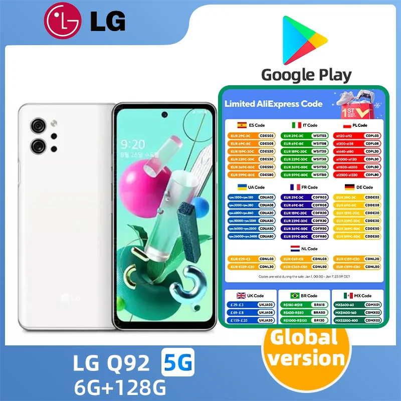 LG Q92 4g SmartPhone Snapdragon 765g 6.7inch LCD Screen 4000mAh 48MP+32MP Camera Google System Used Phone