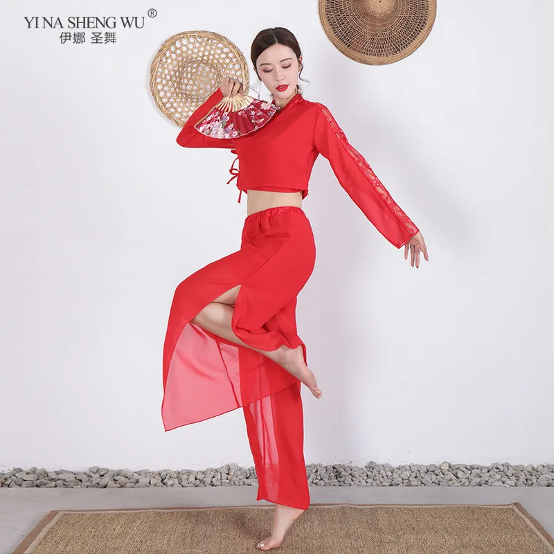 المرأة النمط الصيني Hanfu ملابس رقص الحديثة الكلاسيكية مروحة أداء الرقص الزي للطلاب الخريف عرض مسرحي الملابس #2