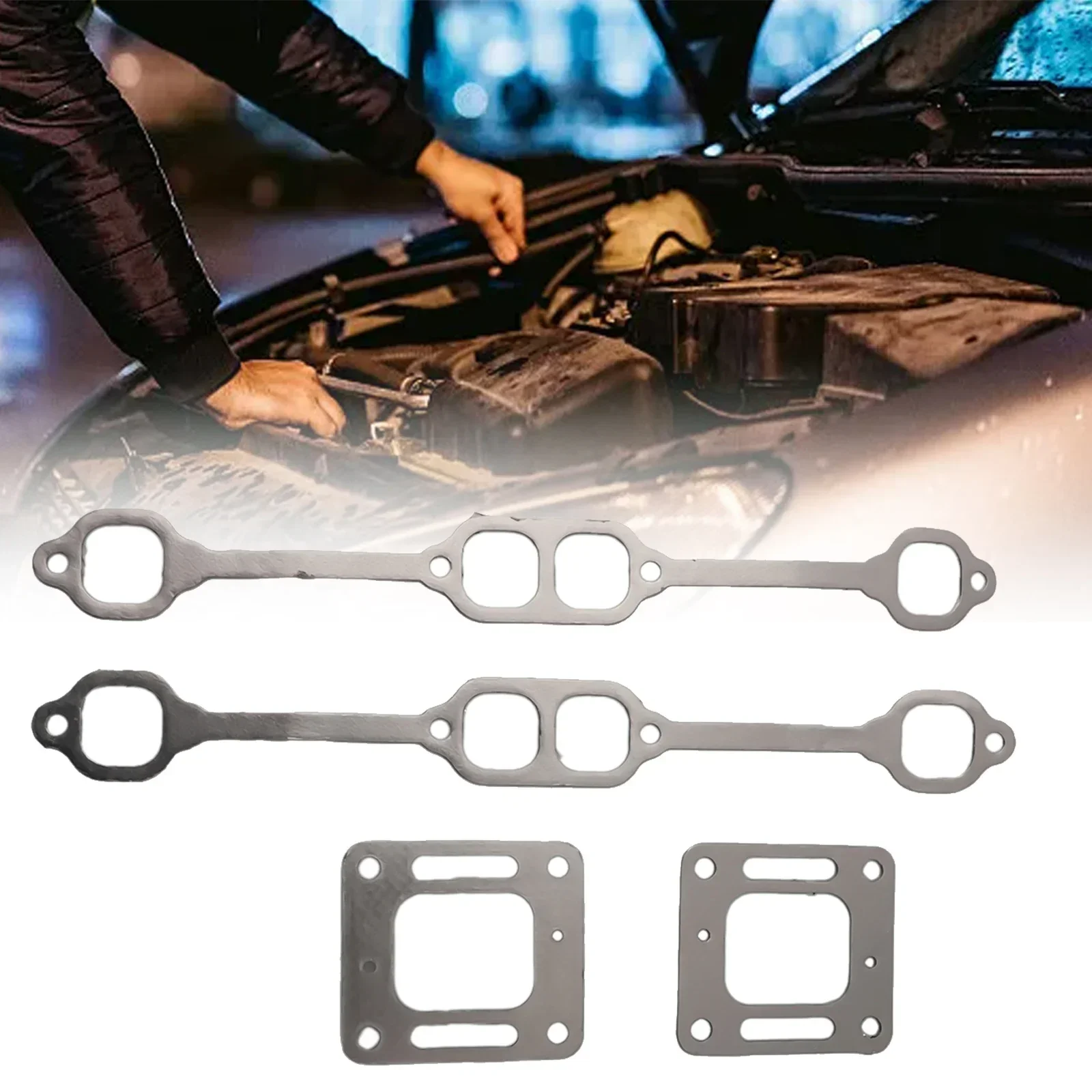 Exhaust Gasket Manifold Block To Manifold Gaskets For Mercruiser 5.0 And 5.7 Engines 1980 To 2002 With Center Rise Manifolding