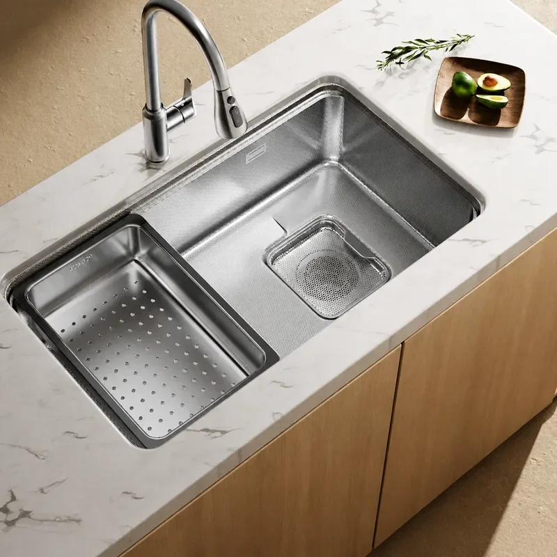 316L Stainless Steel Kitchen Sink Large Single Bowl 5mm Thickened Uncoated Vegetable Washing Basin Dishwasher Safe Simple