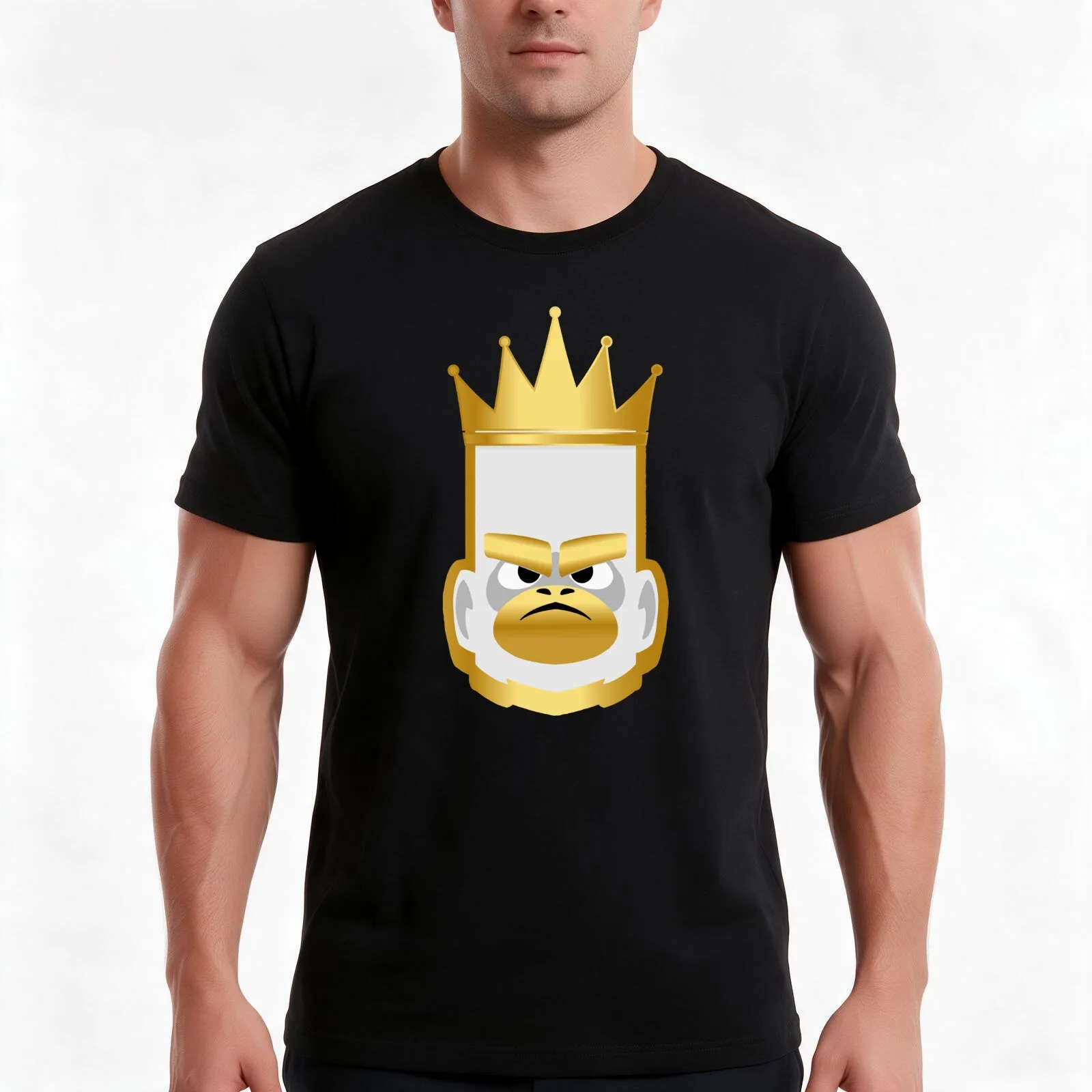 The King Bruce /Unique ZOOBA Golden Bruce Sticker T-Shirt, Summer Casual Cotton Tee, Oversized Streetwear Tops, Unisex Men Women