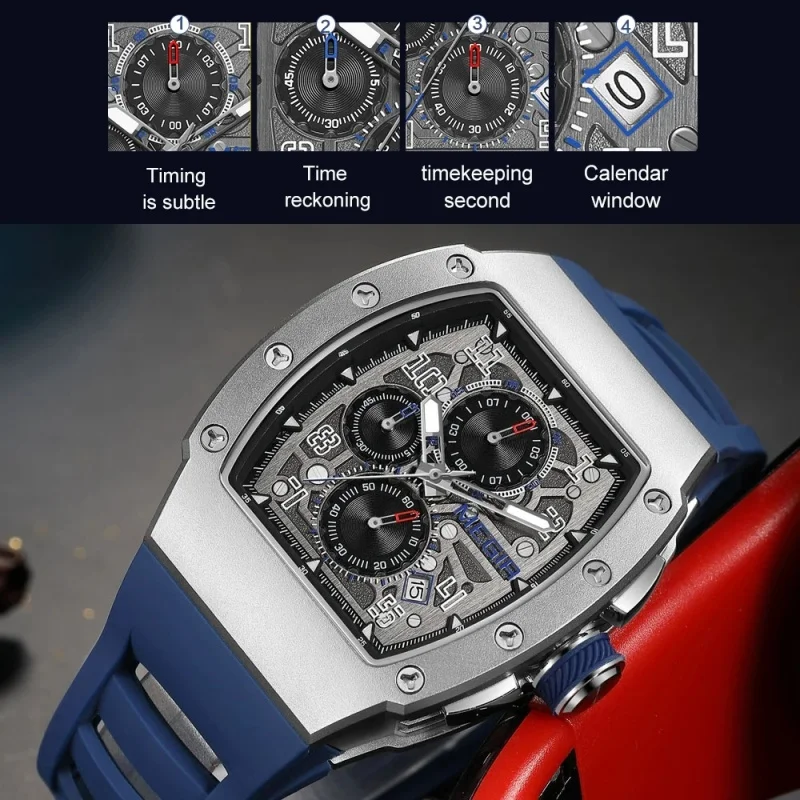 MEGIR 8411, мужские модные кварцевые часы, спортивные водонепроницаемые силиконовые ремешки, светящийся хронограф, роскошные часы для мужчин, reloj hombre