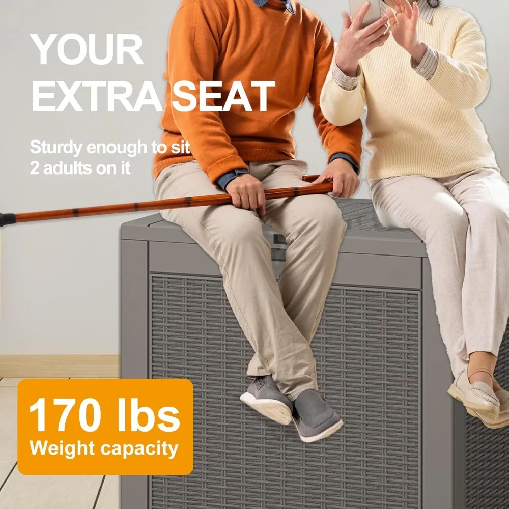 صندوق تخزين خارجي مقاوم للماء سعة 31 جالونًا مع غطاء قابل للقفل - منظم سطح السفينة والحديقة والفناء للأدوات والوسائد