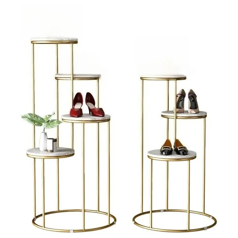 Clothing store display stand, window display stand, high and low shoes and bags display stand, decorative marble, middle island
