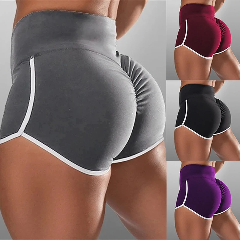 Sportshorts met lage taille voor dames Zomer elastische vouwontwerpshorts Sexy damestraining gymshorts Mini skinny fitness kort