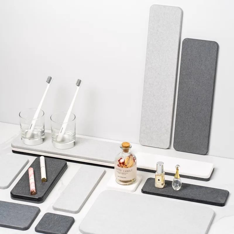 Long Absorbent Mat for Bathroom Vanity, Countertop Waterproof Pad & Sink Tray