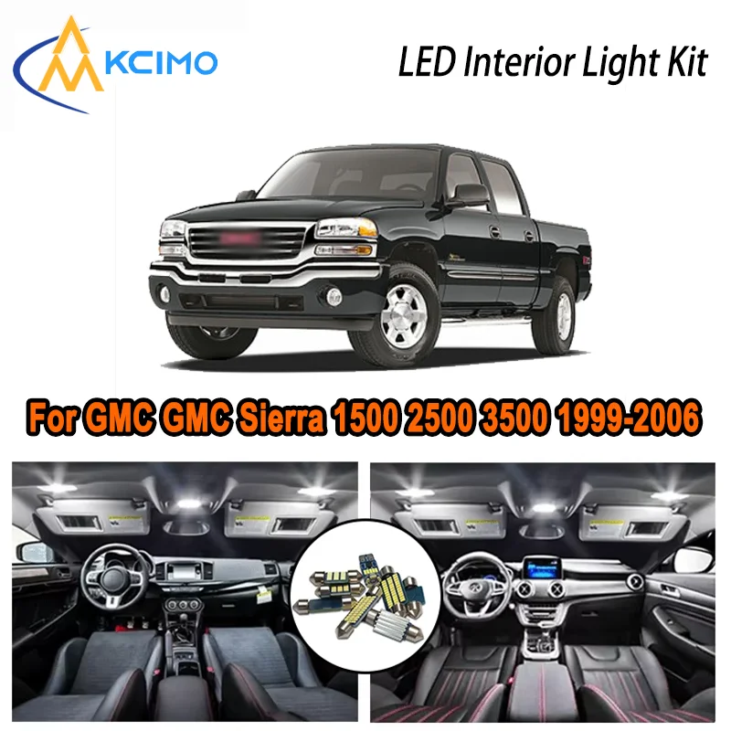 

For GMC GMC Sierra 1500 2500 3500 1999-2006 2000 2001 2002 LED Interior Dome Map Trunk Light Kit Car Led Lamps Canbus No Error