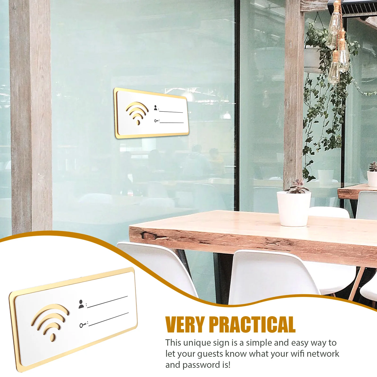 WiFi Password Sign Acrylic Wall mounted Network Coverage Indicator 8x20cm Chalkboard Sticker Removable Marker Write Erase Home